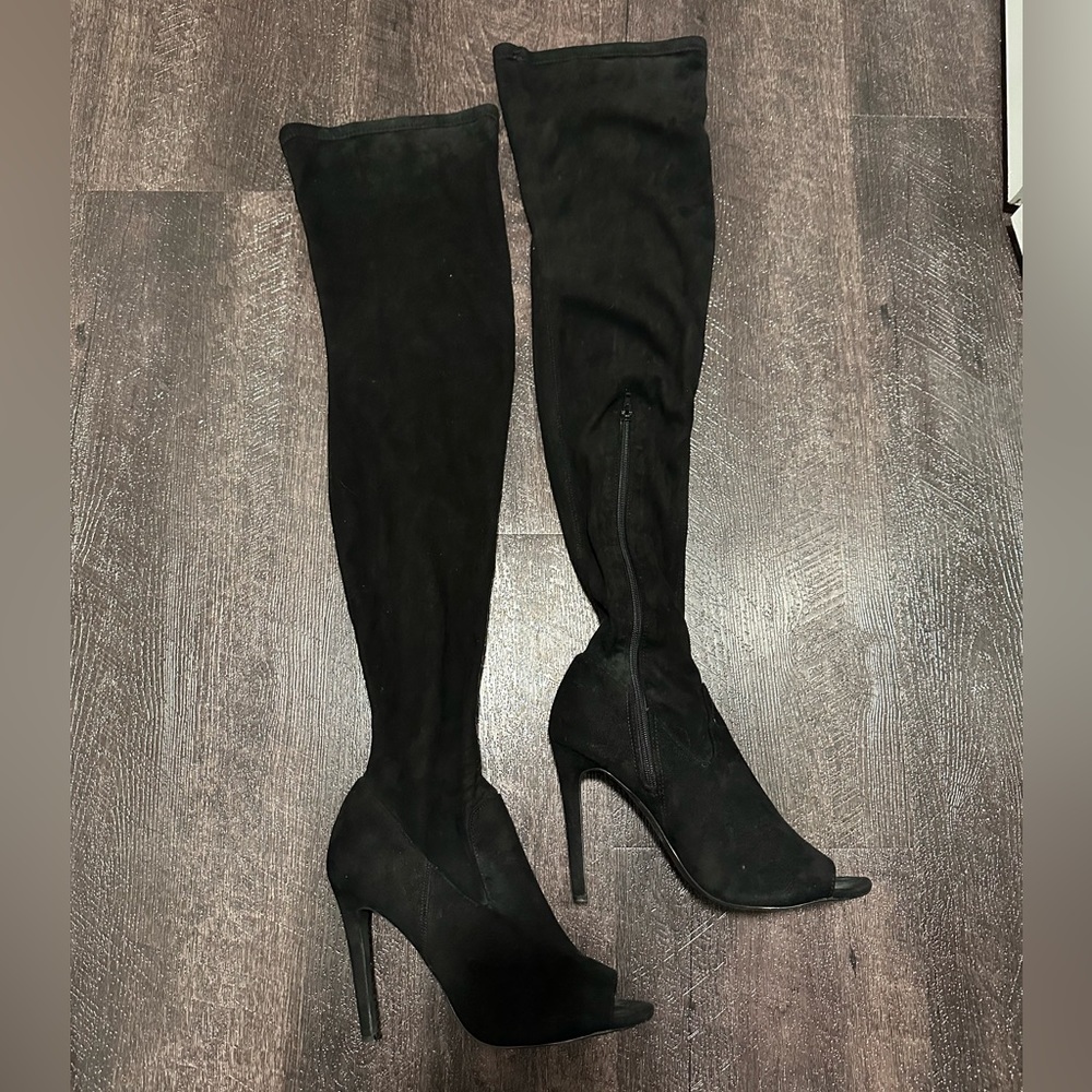 Over the knew open toe boots